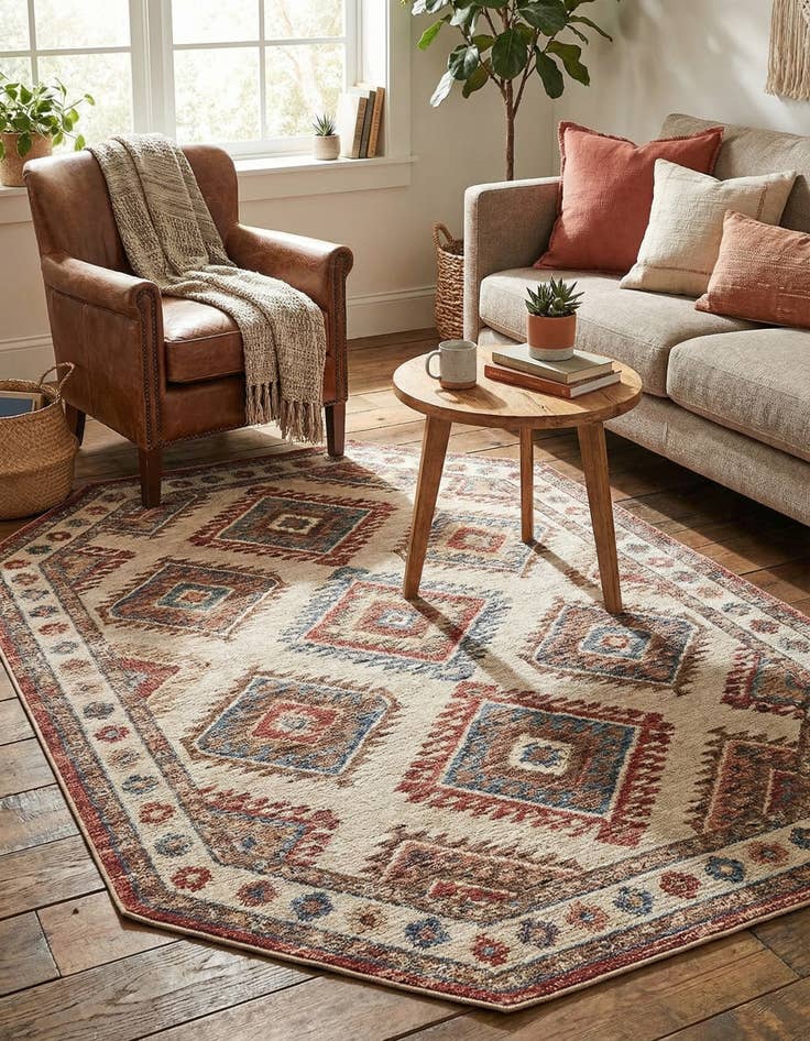 Detail image of  5' 3 x 5' 3  Washable Sisu Octagon Rug