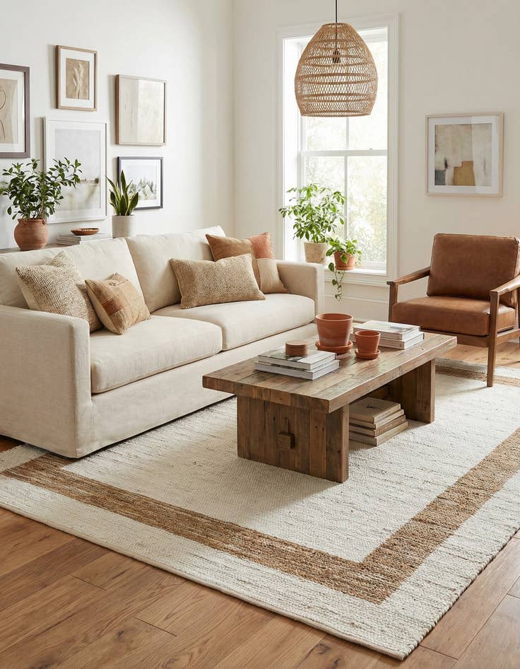 Detail image of  8' x 11'  Hand Woven Chindi Jute Rug