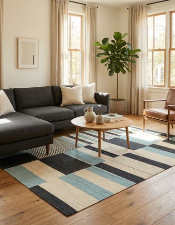 4' 3 x 5' 10 Hand Woven Kilim Modern Wool Rug