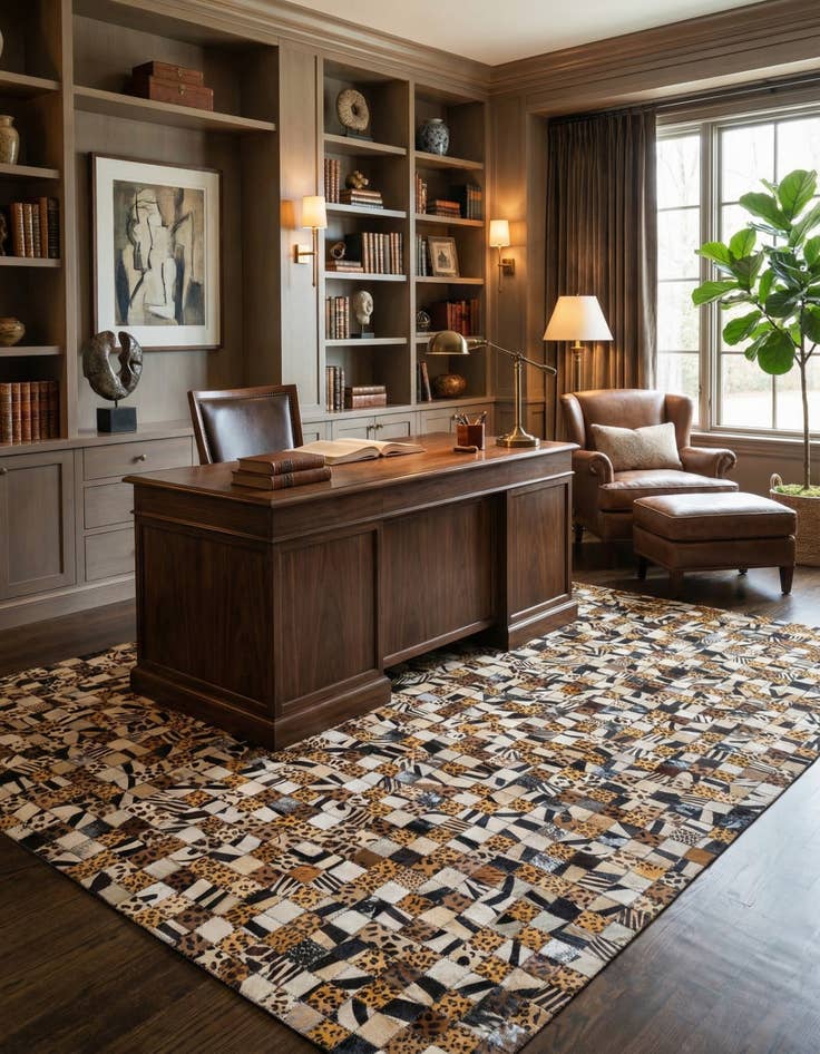 Detail image of 5' 1 x 8' 1 Cowhide Leather Rug