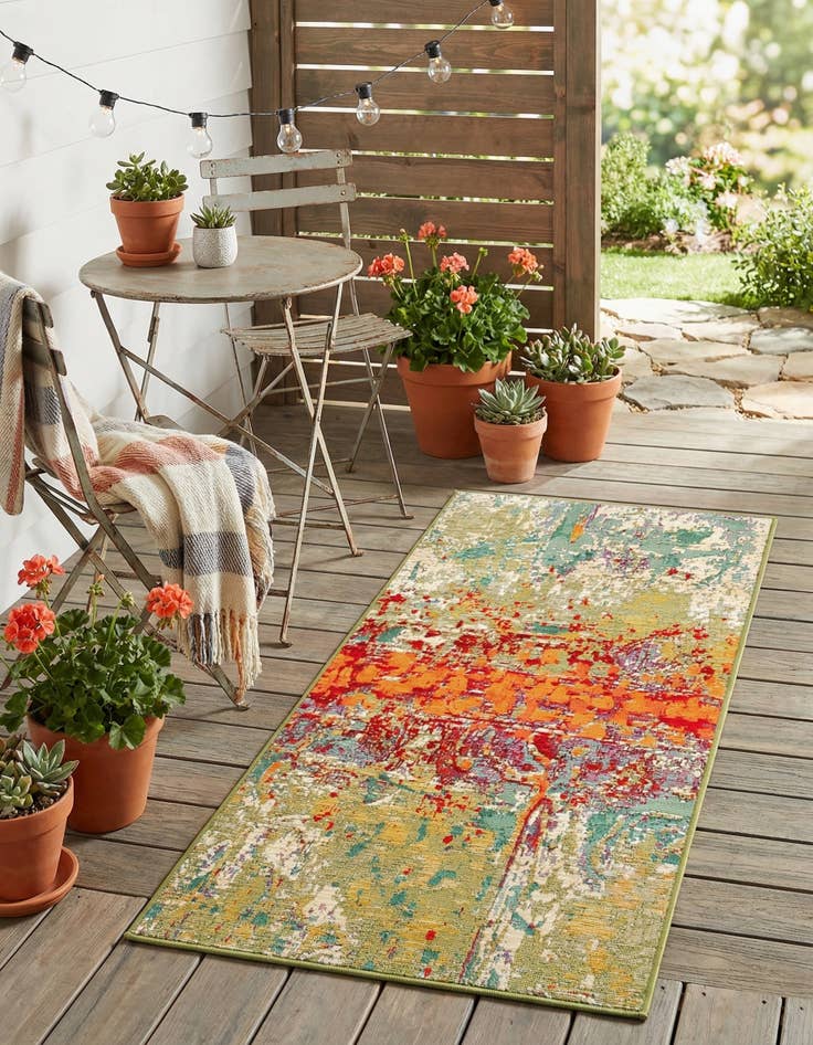 Detail image of 2' x 4'  Washable Modern Indoor / Outdoor Runner Rug