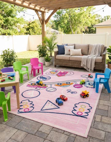 Pink Easy-Clean Indoor / Outdoor Rug
