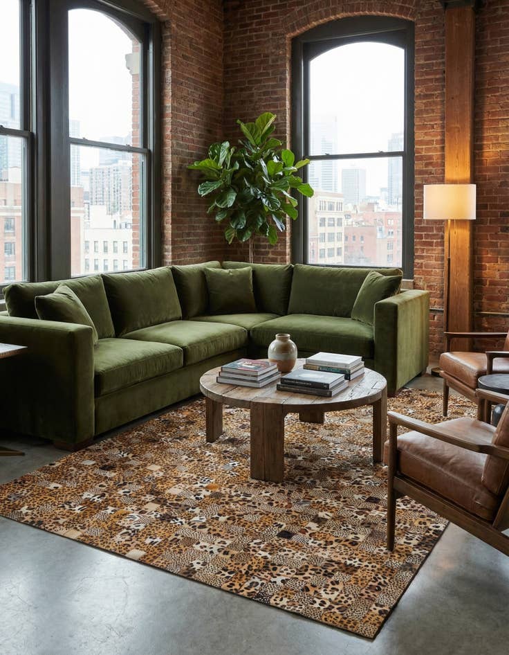 Detail image of 5' 1 x 8' Cowhide Leather Rug