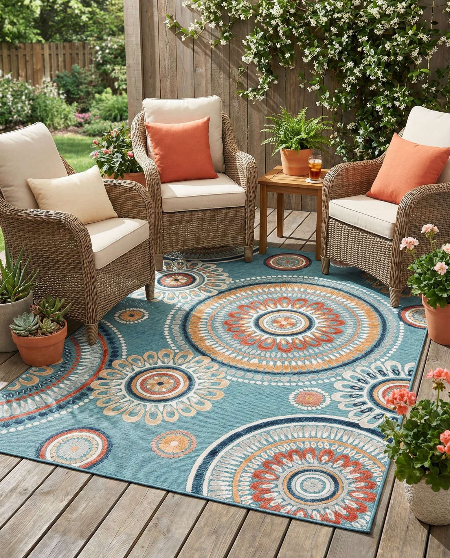 6' 4 x 9' Easy-Clean Botanical Indoor / Outdoor Rug