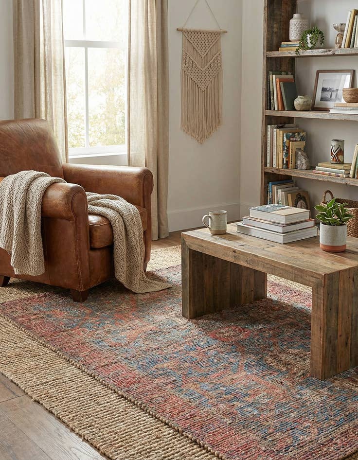 Detail image of 4' 1 x 6' 1 Chenille Jute Rug