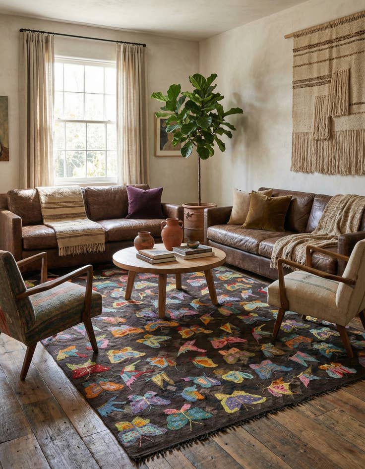 Detail image of 6' 7 x 10'  Hand Woven Kilim Suzani Wool Rug