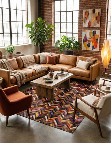 5' 5 x 7' 6 Cowhide Stocks Rug