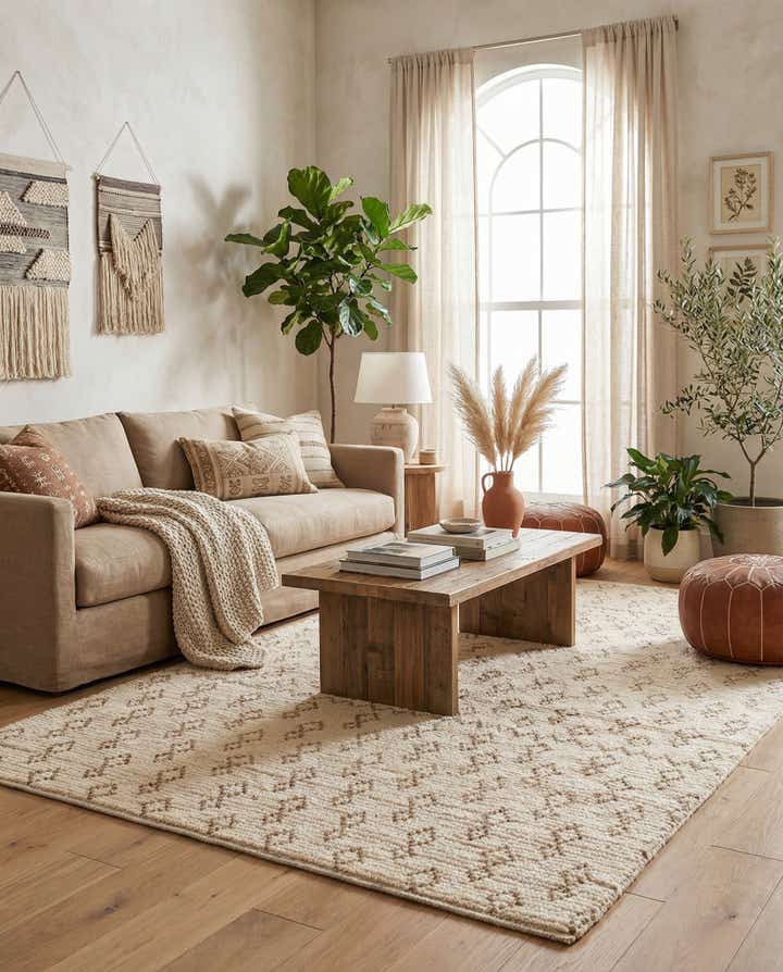 5' x 8' 9 Hand Knotted Moroccan Wool Rug