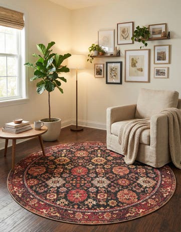 7' 10 x 7' 10 Washable Timeless Round Rug