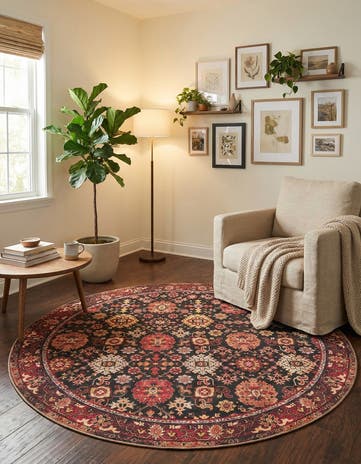 7' 10 x 7' 10 Washable Timeless Round Rug