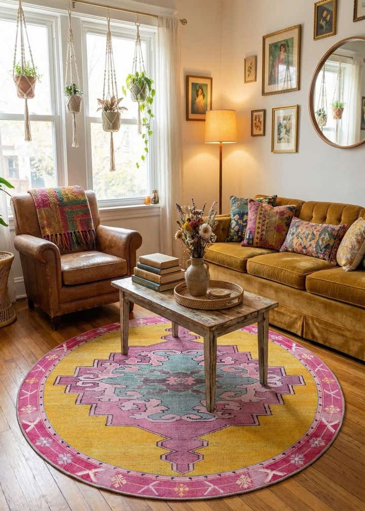 5' x 5' Washable Timeless Round Rug