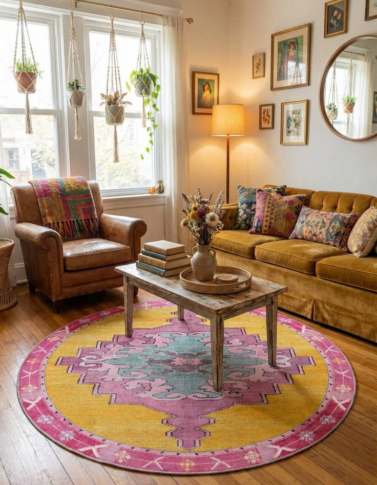 Detail image of 5' x 5' Washable Timeless Round Rug