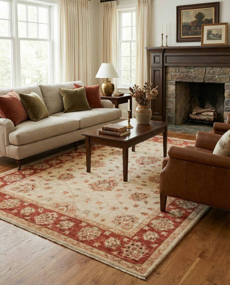 Detail image of 5' x 7' Hand Knotted Peshawar Ziegler Rug