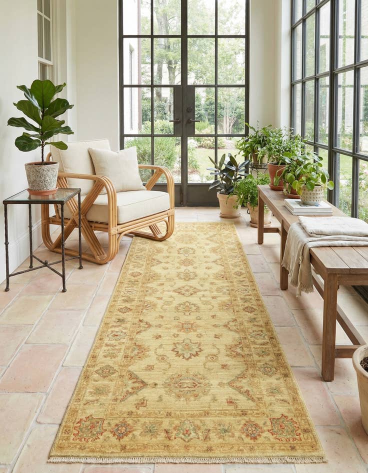 Detail image of 2' 6 x 6' 9  Hand Knotted Peshawar Ziegler Runner Rug