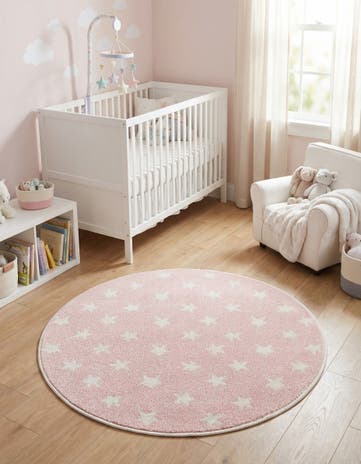 3' 3 x 3' 3 Stars Whimsy Kids Round Rug