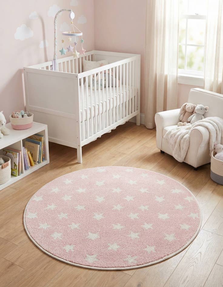Detail image of 3' 3 x 3' 3 Stars Whimsy Kids Round Rug