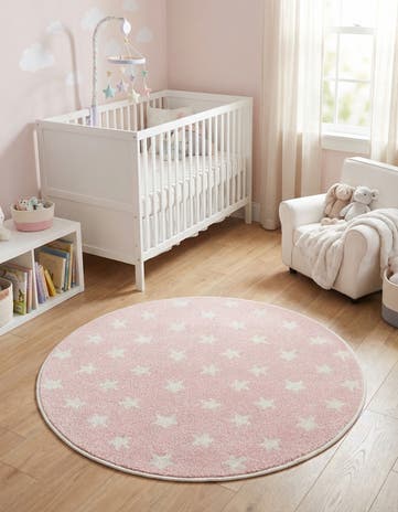3' 3 x 3' 3 Stars Whimsy Kids Round Rug