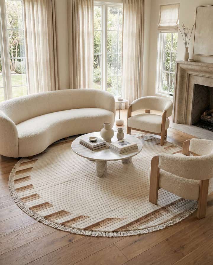 6' 7 x 6' 7 Hand Knotted Darya Wool Round Rug