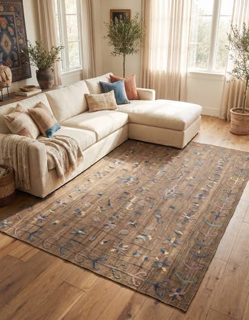6' 6 x 9' 6 Hand Knotted Kilim Suzani Wool Rug