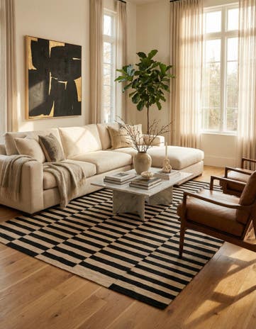 6' 8 x 9' 9 Hand Woven Kilim Modern Wool Rug