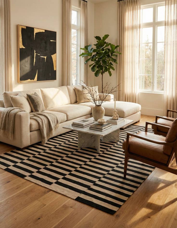 Detail image of 6' 8 x 9' 9  Hand Woven Kilim Modern Wool Rug