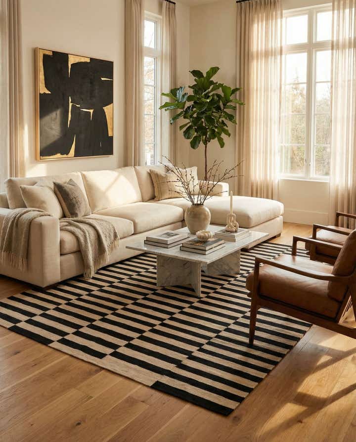 6' 8 x 9' 9 Hand Woven Kilim Modern Wool Rug