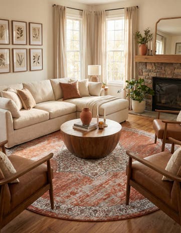 Salmon Pink Nyla Round Rug