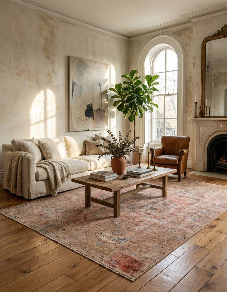 Detail image of 6' 6 x 9' 6  Hand Knotted Ultra Vintage Persian Wool Rug