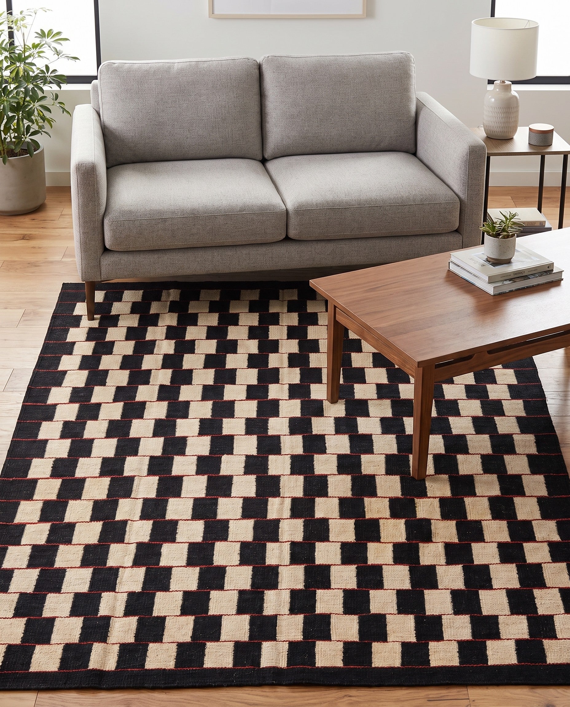4' 9 x 6' 5 Hand Woven Kilim Modern Wool Rug