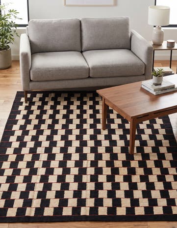 4' 9 x 6' 5 Hand Woven Kilim Modern Wool Rug