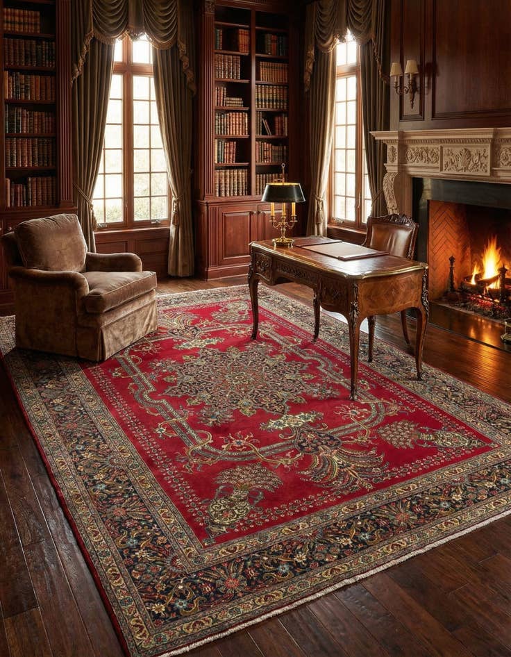 Detail image of  9' 6 x 12' 10  Hand Knotted Tabriz Persian Wool Rug