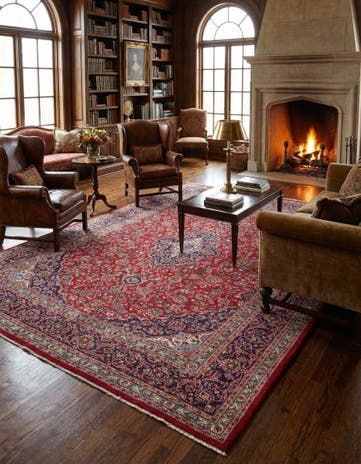9' 8 x 12' 9 Hand Knotted Mashad Persian Wool Rug