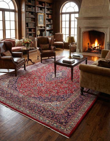 9' 8 x 12' 9 Hand Knotted Mashad Persian Wool Rug