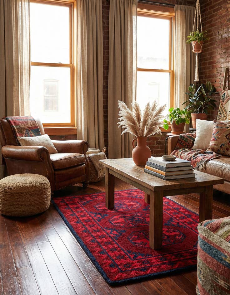 Detail image of 2' 7 x 4' 4 Hand Knotted Moroccan Wool Rug