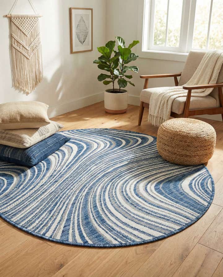 4' x 4' Easy-Clean Modern Indoor / Outdoor Round Rug