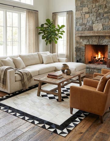 5' x 7' 10 Cowhide Leather Rug