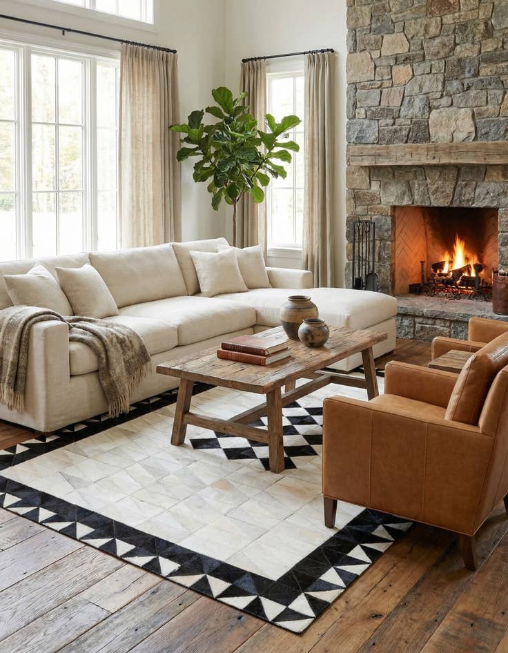 Detail image of 5' x 7' 10 Cowhide Leather Rug