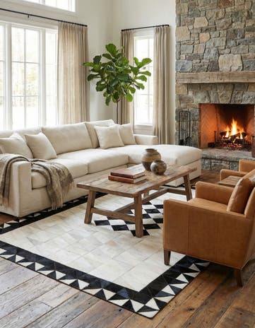 5' x 7' 10 Cowhide Leather Rug