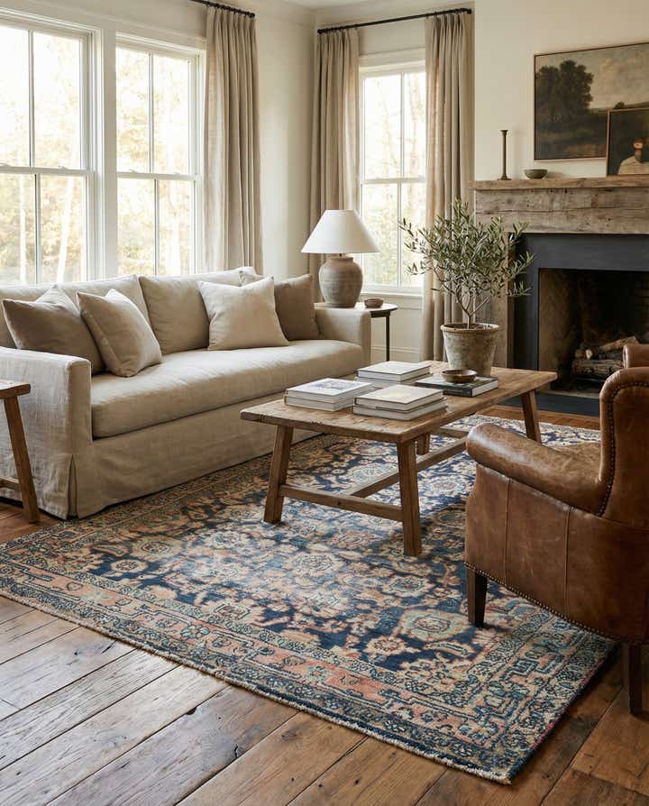 4' 6 x 7' 1 Hand Knotted Ultra Vintage Persian Wool Rug
