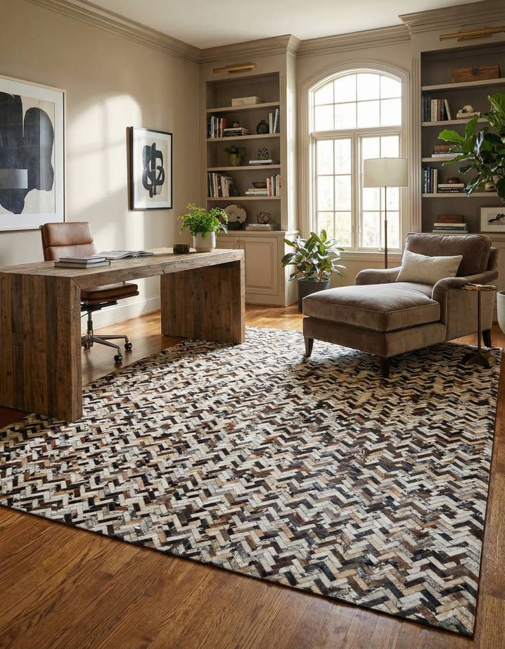 Detail image of  8' 1 x 9' 9 Cowhide Leather Rug