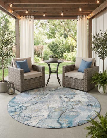 5' 3 x 5' 3 Easy-Clean Modern Indoor / Outdoor Round Rug