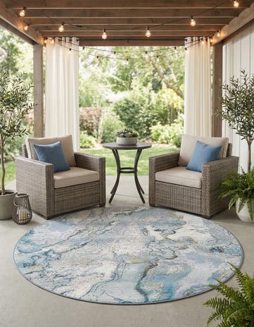 5' 3 x 5' 3 Easy-Clean Modern Indoor / Outdoor Round Rug