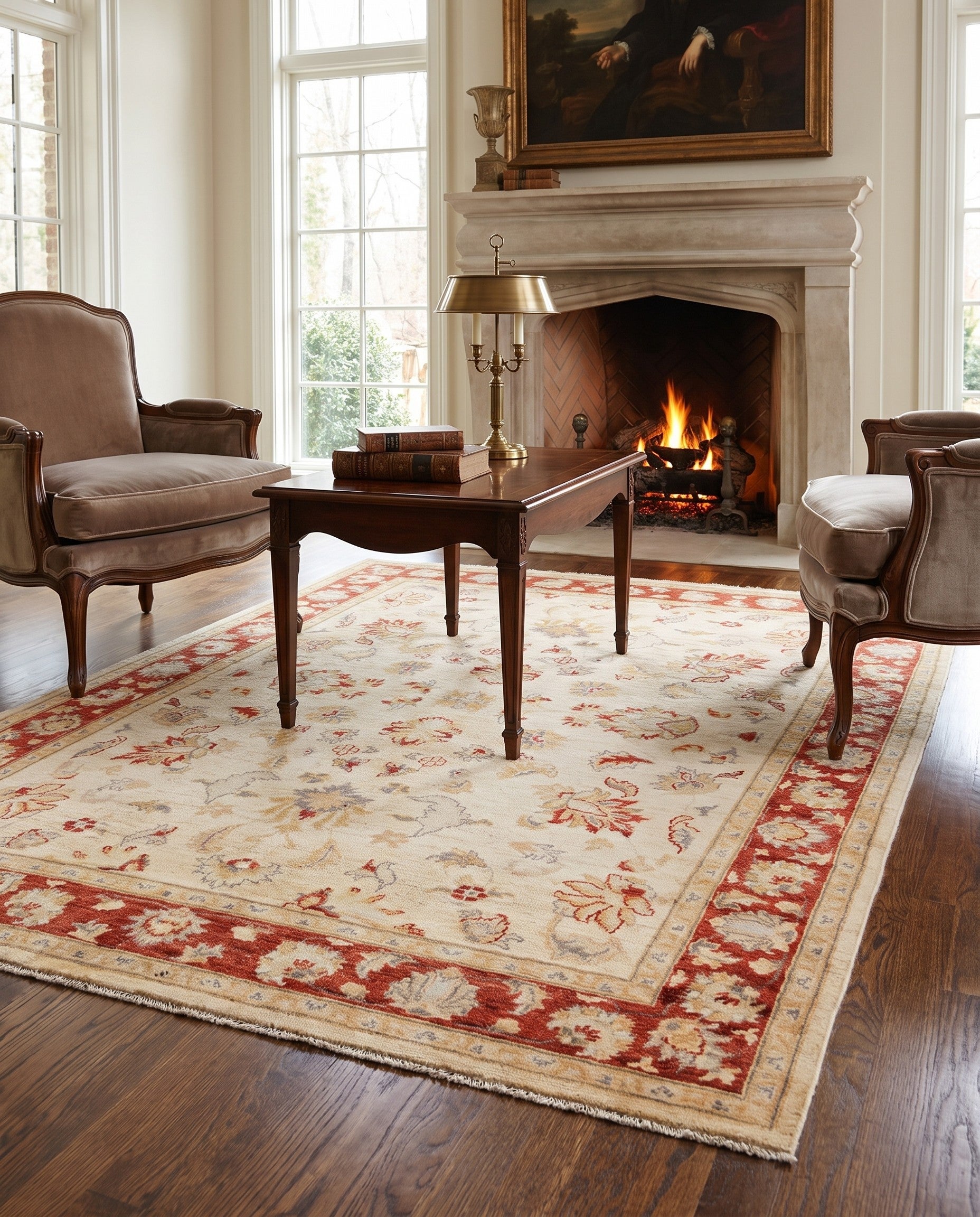 4' 10 x 6' 7 Hand Knotted Ziegler Rug