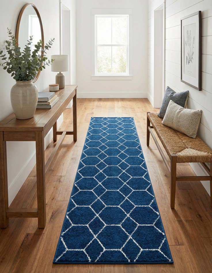 Detail image of  2' x 9' Lattice Frieze Runner Rug