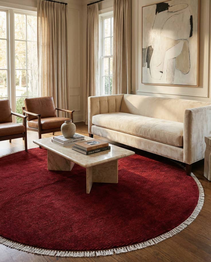 Detail image of 6' 6 x 6' 6 Hand Knotted Darya Wool Round Rug