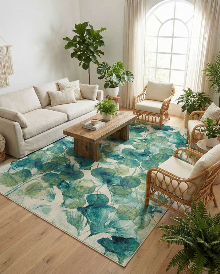 10' x 13' Easy-Clean Botanical Indoor / Outdoor Rug