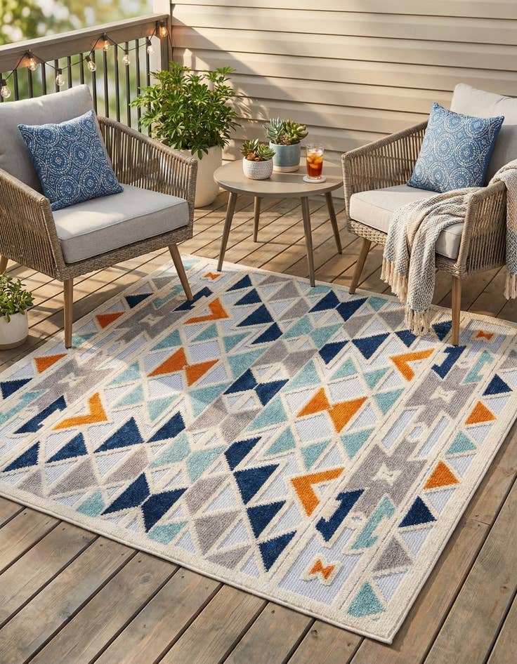 Detail image of 5' 3 x 5' 3  Washable Aruba Indoor / Outdoor Square Rug