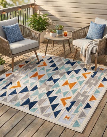 Gray Easy-Clean Aruba Indoor / Outdoor Square Rug