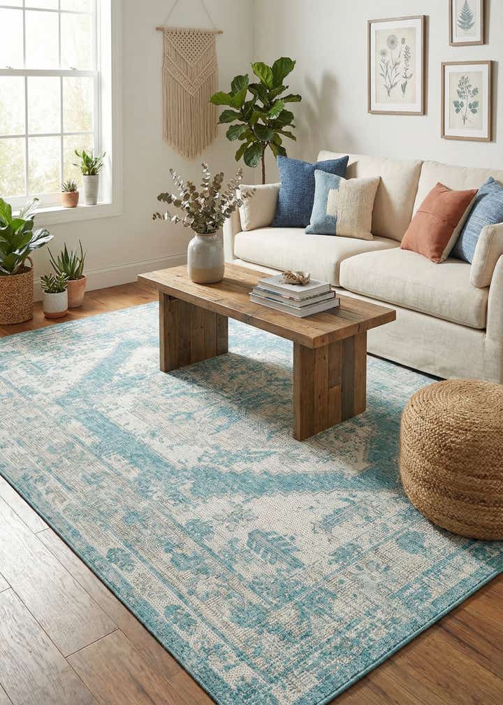 5' 3 x 8' Easy-Clean Traditional Indoor / Outdoor Rug