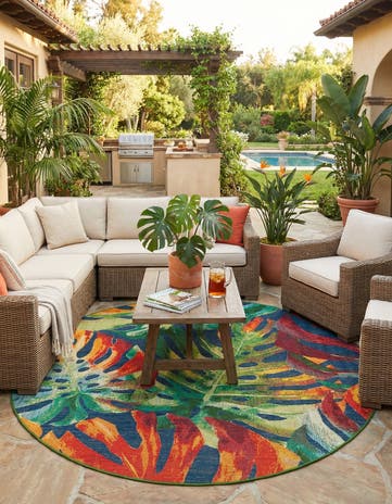 10' x 10' Easy-Clean Baja Indoor / Outdoor Round Rug